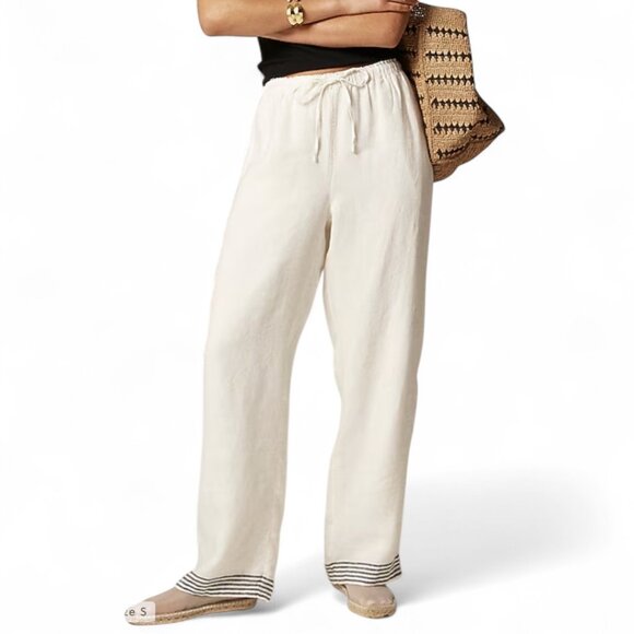 J. Crew New Soleil pant in striped linen Size Small - Picture 1 of 12
